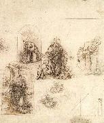 Leonardo  Da Vinci Studies for a Nativity oil on canvas